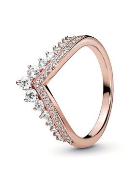 Pandora Rose Gold V-Shaped Cubic Zirconia Stackable Ring